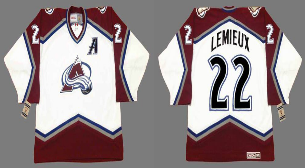 2019 Men Colorado Avalanche 22 Lemieux white CCM NHL jerseys